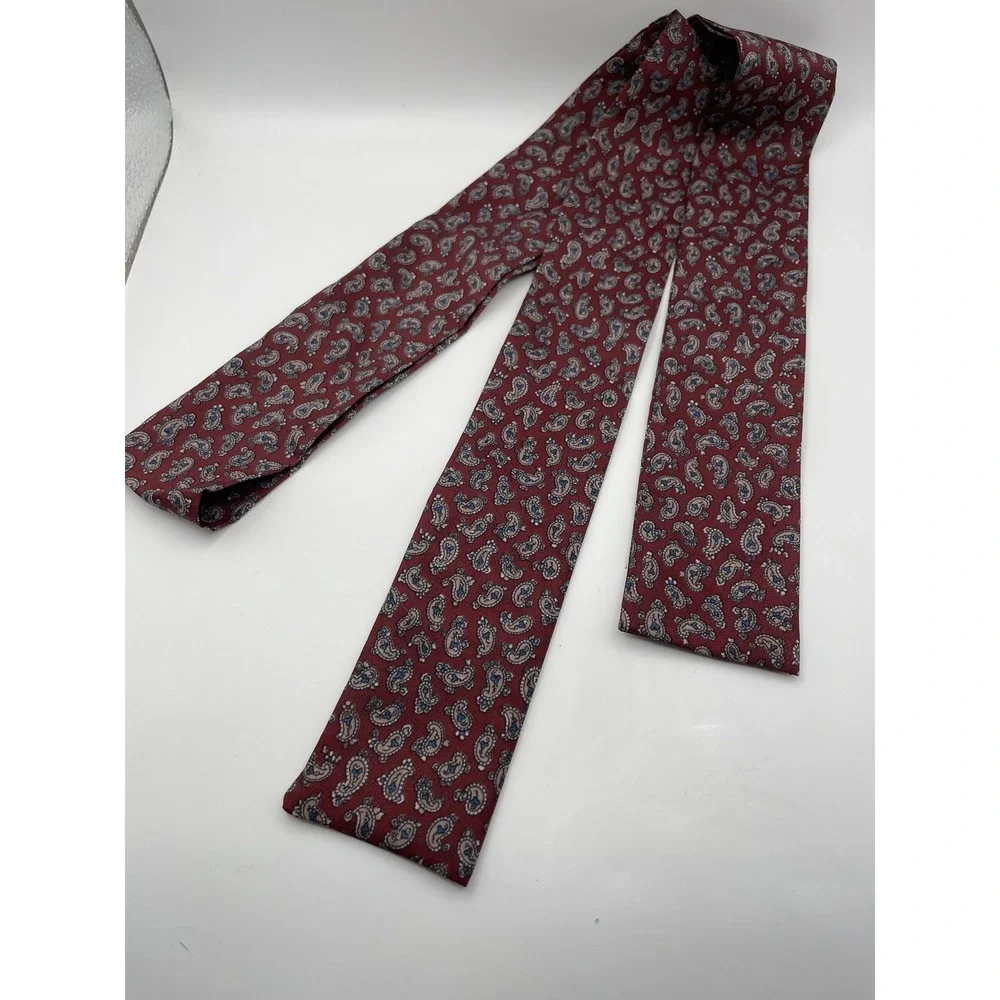 Burgundy Red Paisley Classic Blue White Pattern Formal Tie Scarf